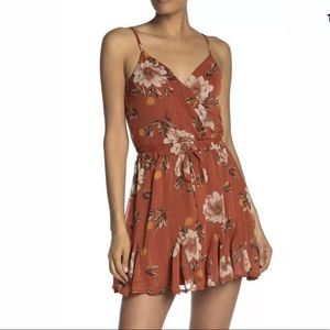 Row A Floral Metallic Dress Straps Ruffle Hem